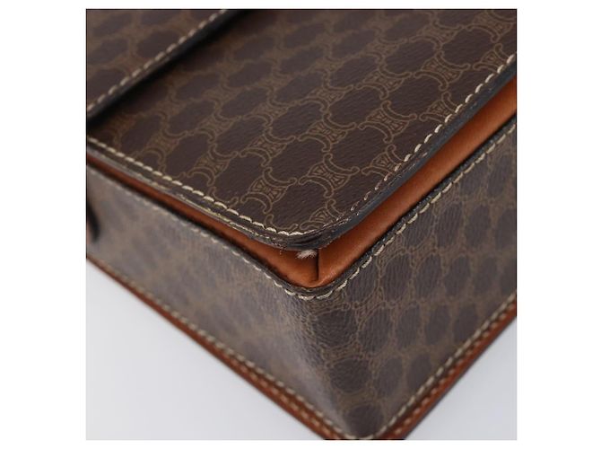 Céline Borsa a tracolla CELINE Macadam Canvas PVC Leather Brown Gold Auth mr2903 Marrone D'oro - vista 15