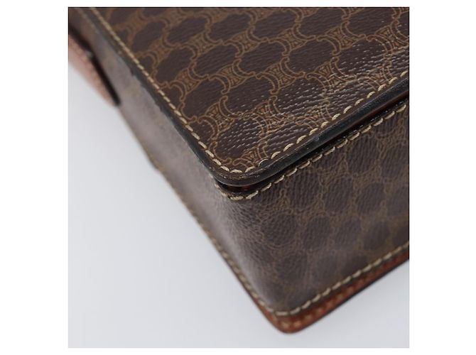 Céline Borsa a tracolla CELINE Macadam Canvas PVC Leather Brown Gold Auth mr2903 Marrone D'oro - vista 17