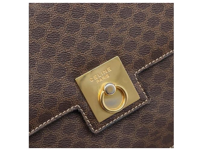 Céline Borsa a tracolla CELINE Macadam Canvas PVC Leather Brown Gold Auth mr2903 Marrone D'oro - vista 18