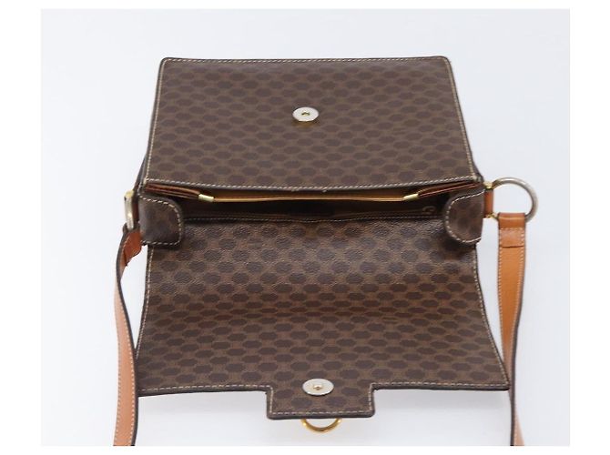 Céline Borsa a tracolla CELINE Macadam Canvas PVC Leather Brown Gold Auth mr2903 Marrone D'oro - vista 19
