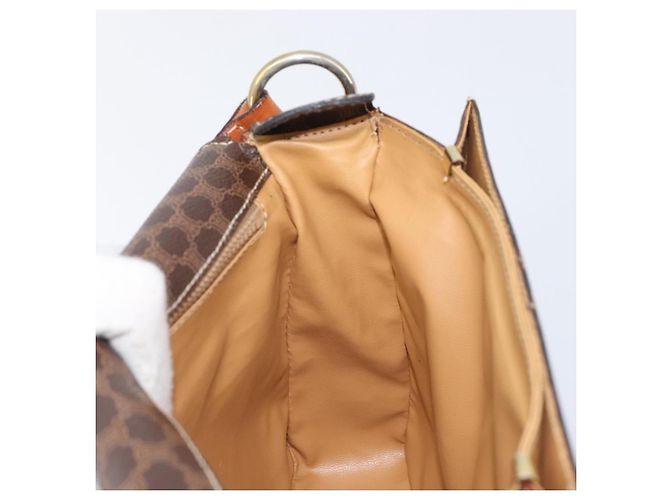Céline Borsa a tracolla CELINE Macadam Canvas PVC Leather Brown Gold Auth mr2903 Marrone D'oro - vista 21