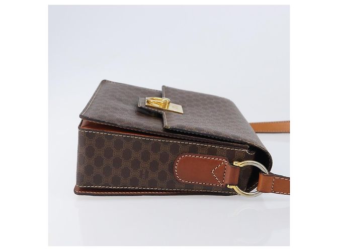 Céline Borsa a tracolla CELINE Macadam Canvas PVC Leather Brown Gold Auth mr2903 Marrone D'oro - vista 3