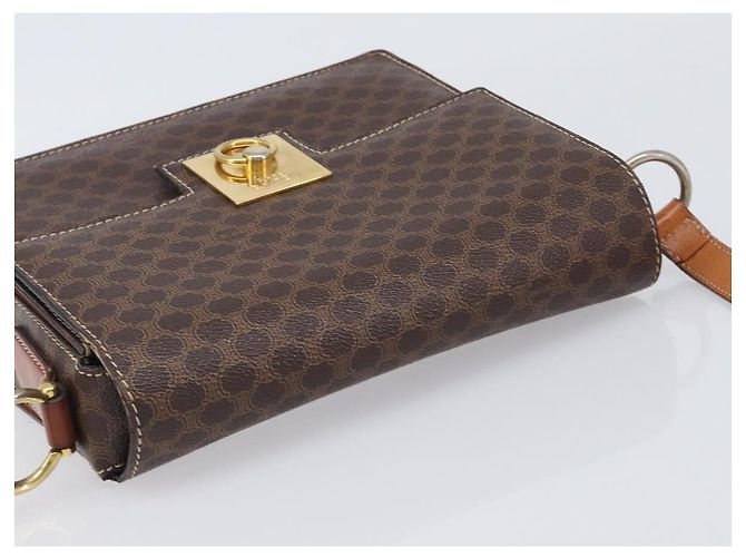 Céline Borsa a tracolla CELINE Macadam Canvas PVC Leather Brown Gold Auth mr2903 Marrone D'oro - vista 6
