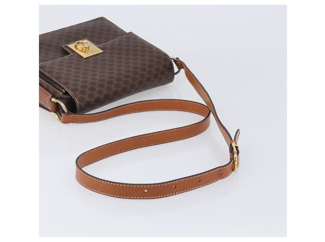Céline Borsa a tracolla CELINE Macadam Canvas PVC Leather Brown Gold Auth mr2903 Marrone D'oro - vista 7
