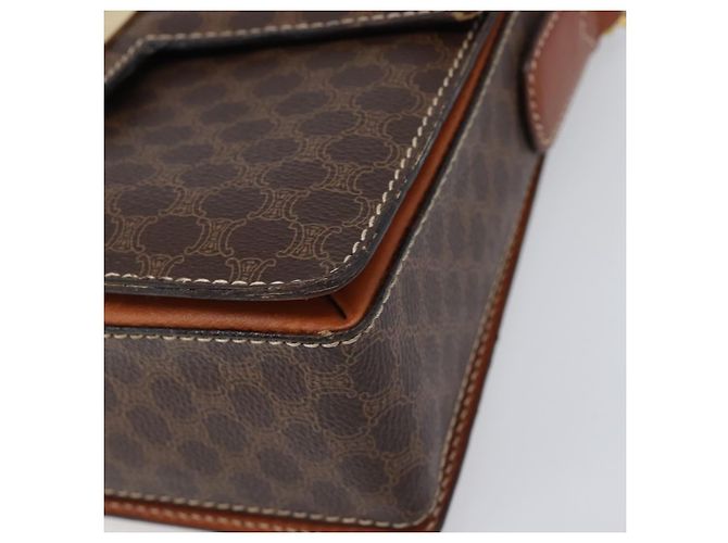 Céline Borsa a tracolla CELINE Macadam Canvas PVC Leather Brown Gold Auth mr2903 Marrone D'oro - vista 9