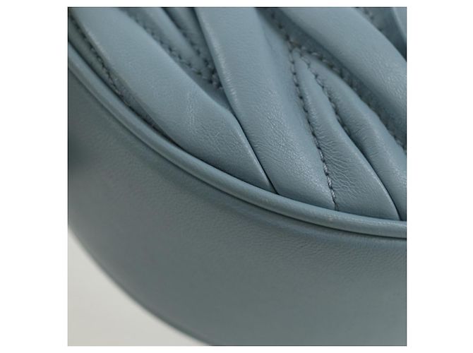 Borsa Miu Miu Matelassé con catena in pelle 2way Azzurro Argento Auth BA15639V Blu chiaro - vista 14