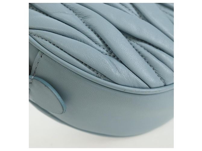 Borsa Miu Miu Matelassé con catena in pelle 2way Azzurro Argento Auth BA15639V Blu chiaro - vista 16