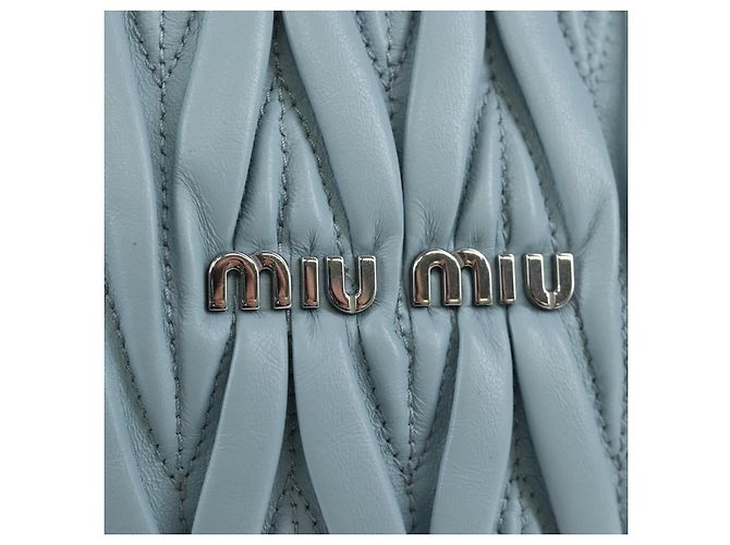 Borsa Miu Miu Matelassé con catena in pelle 2way Azzurro Argento Auth BA15639V Blu chiaro - vista 18