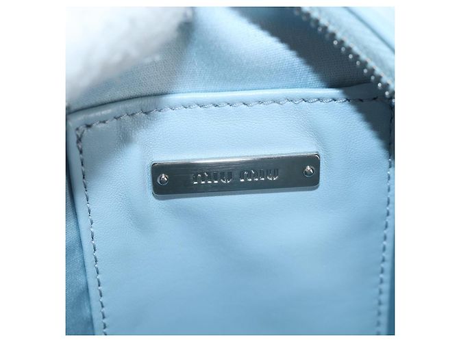 Borsa Miu Miu Matelassé con catena in pelle 2way Azzurro Argento Auth BA15639V Blu chiaro - vista 20