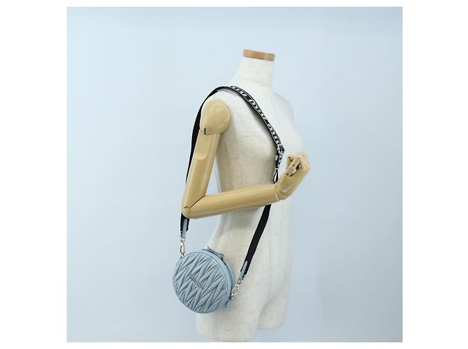Borsa Miu Miu Matelassé con catena in pelle 2way Azzurro Argento Auth BA15639V Blu chiaro - vista 25