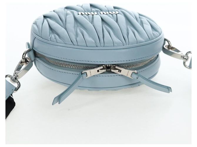 Borsa Miu Miu Matelassé con catena in pelle 2way Azzurro Argento Auth BA15639V Blu chiaro - vista 6
