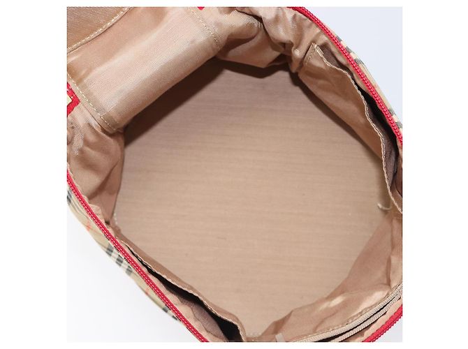 Bolsa de Mão Vanity Burberrys Nova Check Canvas Bege Gold Auth 200484A Dourado - vista 11
