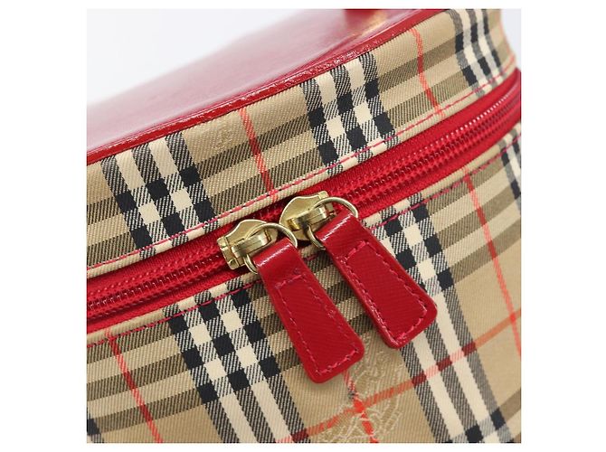 Bolsa de Mão Vanity Burberrys Nova Check Canvas Bege Gold Auth 200484A Dourado - vista 18