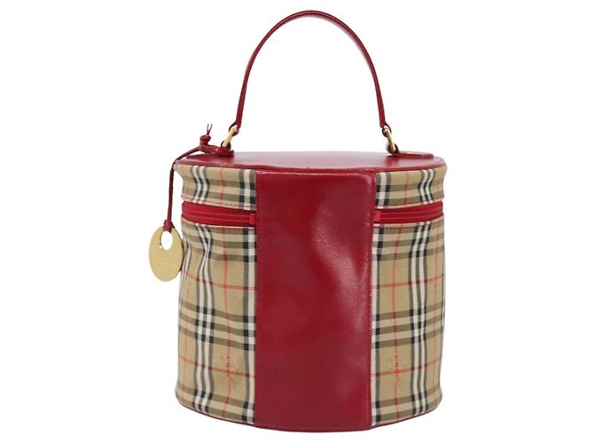Bolsa de Mão Vanity Burberrys Nova Check Canvas Bege Gold Auth 200484A Dourado - vista 2
