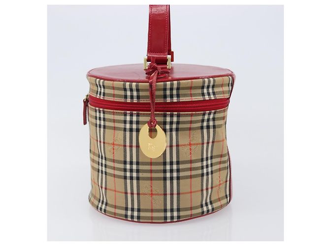 Bolsa de Mão Vanity Burberrys Nova Check Canvas Bege Gold Auth 200484A Dourado - vista 3