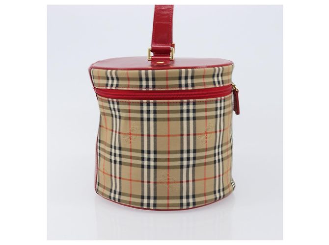 Bolsa de Mão Vanity Burberrys Nova Check Canvas Bege Gold Auth 200484A Dourado - vista 4
