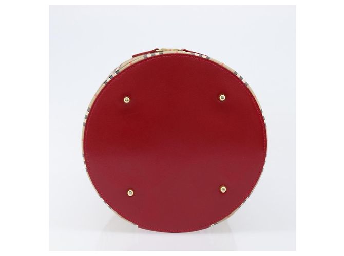 Bolsa de Mão Vanity Burberrys Nova Check Canvas Bege Gold Auth 200484A Dourado - vista 5