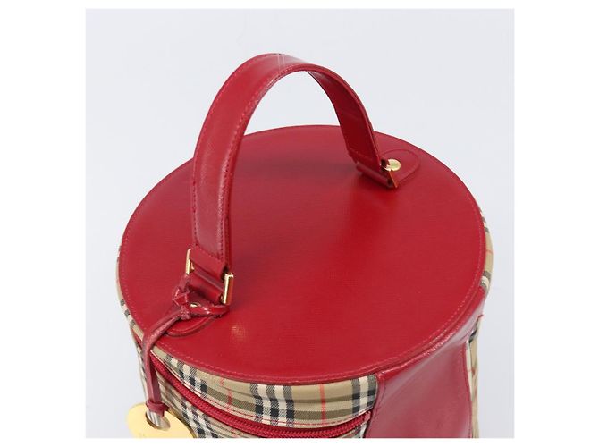 Bolsa de Mão Vanity Burberrys Nova Check Canvas Bege Gold Auth 200484A Dourado - vista 6