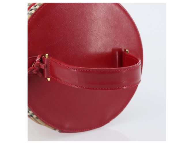 Bolsa de Mão Vanity Burberrys Nova Check Canvas Bege Gold Auth 200484A Dourado - vista 7