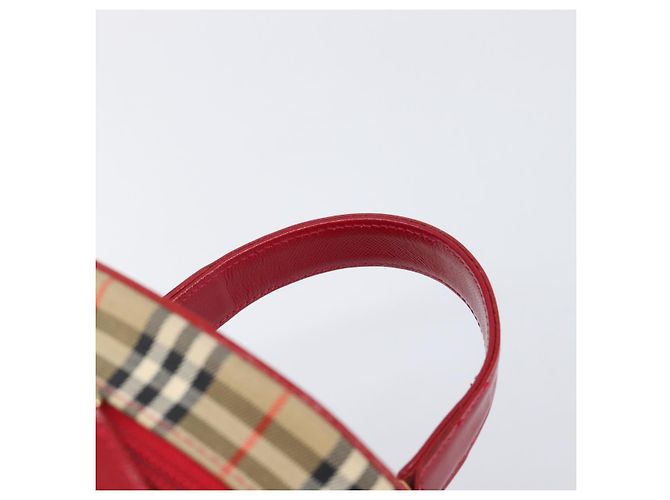 Bolsa de Mão Vanity Burberrys Nova Check Canvas Bege Gold Auth 200484A Dourado - vista 8