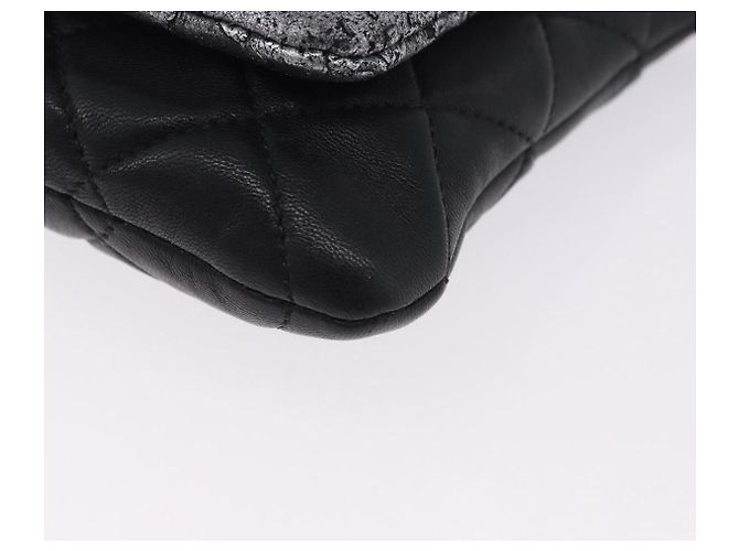 CHANEL Matelasse Schultertasche mit Kette aus Lammleder Schwarz Silber CC Auth 200782V - Ansicht 15