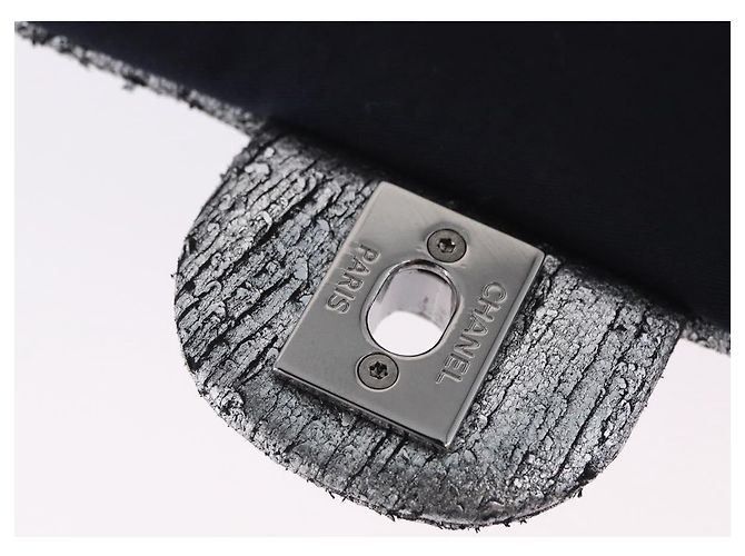 CHANEL Matelasse Schultertasche mit Kette aus Lammleder Schwarz Silber CC Auth 200782V - Ansicht 19