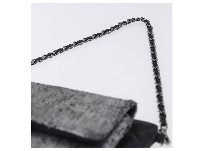 CHANEL Matelasse Schultertasche mit Kette aus Lammleder Schwarz Silber CC Auth 200782V - Ansicht 8