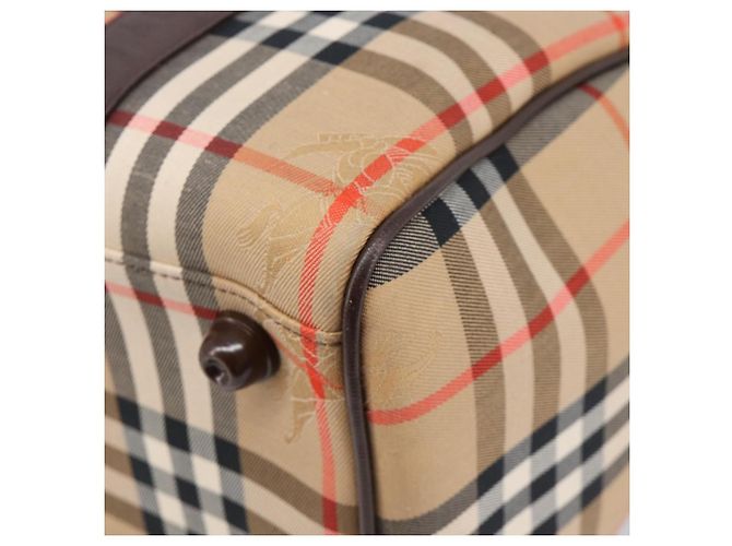 Borsa Boston Burberrys Nova Check Canvas Beige Gold Auth 200426V D'oro - vista 14