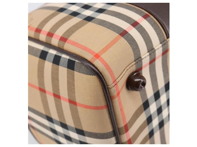 Borsa Boston Burberrys Nova Check Canvas Beige Gold Auth 200426V D'oro - vista 15