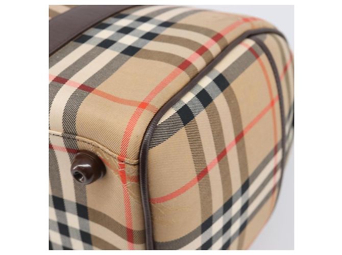 Borsa Boston Burberrys Nova Check Canvas Beige Gold Auth 200426V D'oro - vista 16