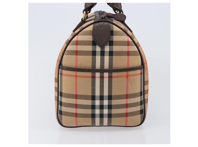 Borsa Boston Burberrys Nova Check Canvas Beige Gold Auth 200426V D'oro - vista 4