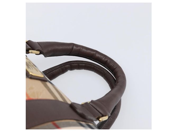 Borsa Boston Burberrys Nova Check Canvas Beige Gold Auth 200426V D'oro - vista 8