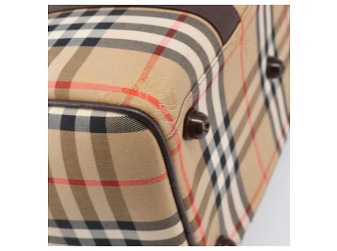Borsa Boston Burberrys Nova Check Canvas Beige Gold Auth 200426V D'oro - vista 9