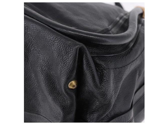Chloé Borsa Chloe Paraty in pelle nera e oro Auth ka6106 Nero - vista 16