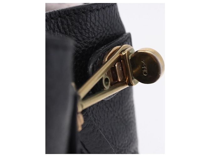 Chloé Borsa Chloe Paraty in pelle nera e oro Auth ka6106 Nero - vista 18
