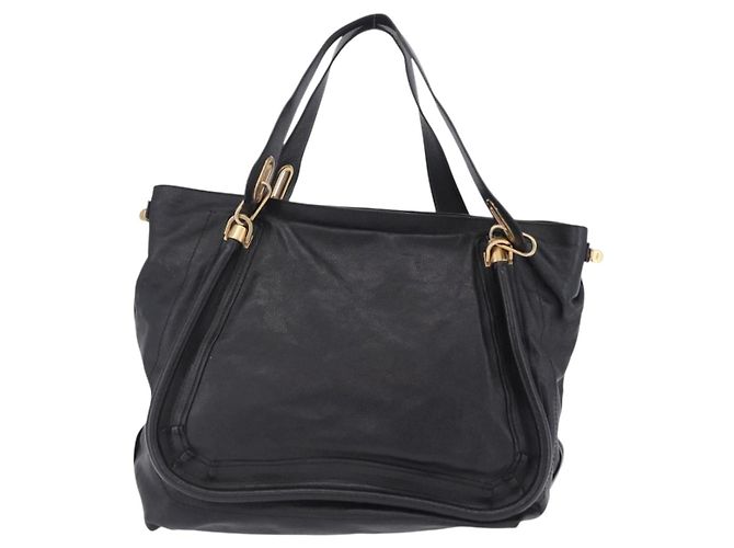 Chloé Borsa Chloe Paraty in pelle nera e oro Auth ka6106 Nero - vista 2