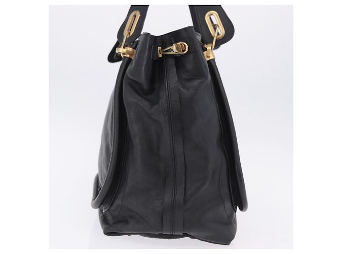 Chloé Borsa Chloe Paraty in pelle nera e oro Auth ka6106 Nero - vista 3