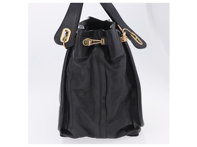 Chloé Borsa Chloe Paraty in pelle nera e oro Auth ka6106 Nero - vista 4