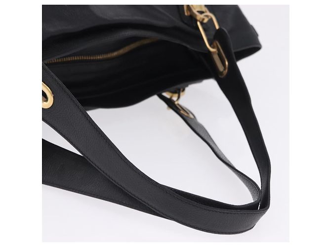 Chloé Borsa Chloe Paraty in pelle nera e oro Auth ka6106 Nero - vista 7