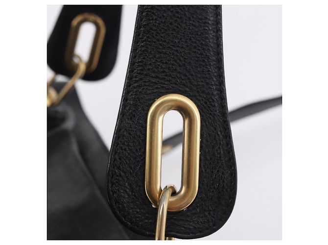 Chloé Borsa Chloe Paraty in pelle nera e oro Auth ka6106 Nero - vista 8