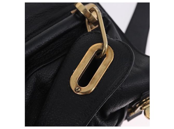 Chloé Borsa Chloe Paraty in pelle nera e oro Auth ka6106 Nero - vista 9