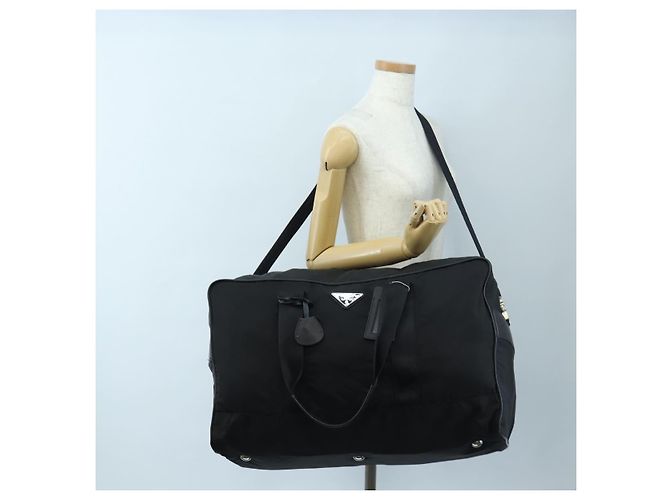 PRADA Boston Bag Nylon 2way Schwarz Silber Auth 199801A - Ansicht 37