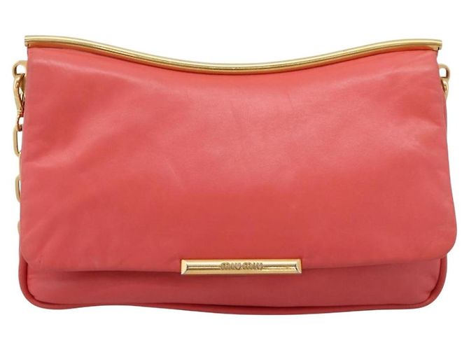 Borsa a tracolla con catena Miu Miu Pelle Rosa Oro Auth BA15636V D'oro - vista 13
