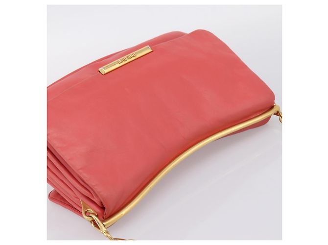 Borsa a tracolla con catena Miu Miu Pelle Rosa Oro Auth BA15636V D'oro - vista 6