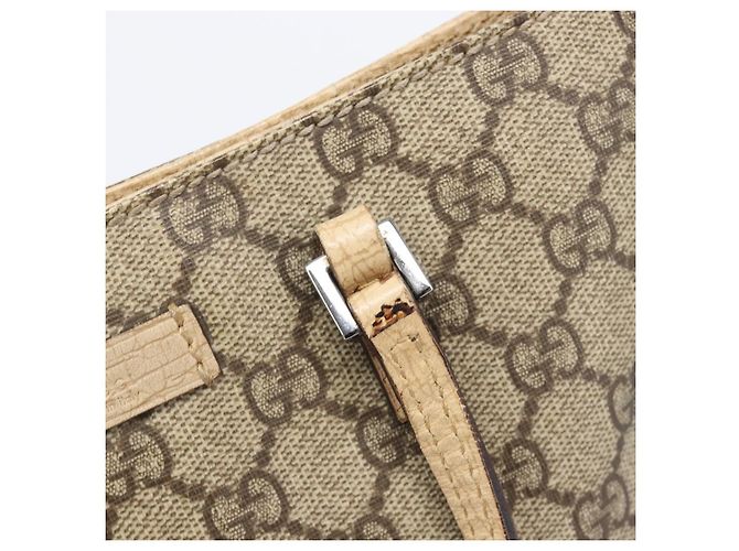 Borsa a mano GUCCI GG Supreme PVC Beige Silver 117551 Auth 201178 Argento - vista 10