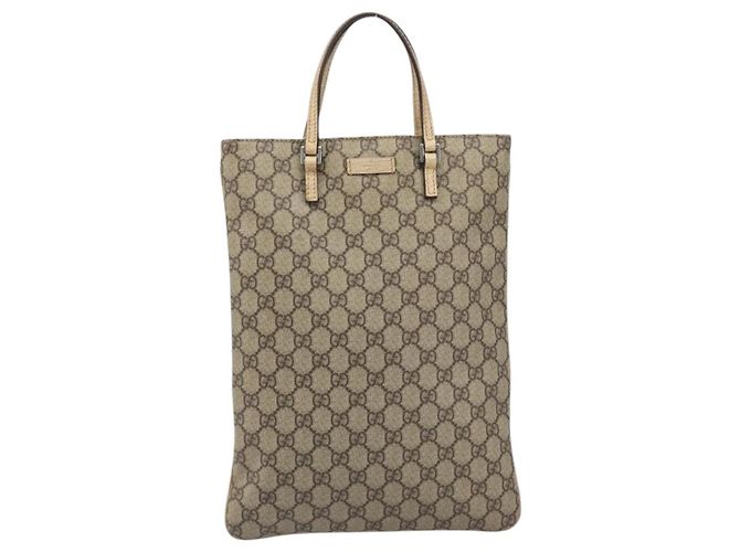 Borsa a mano GUCCI GG Supreme PVC Beige Silver 117551 Auth 201178 Argento - vista 13