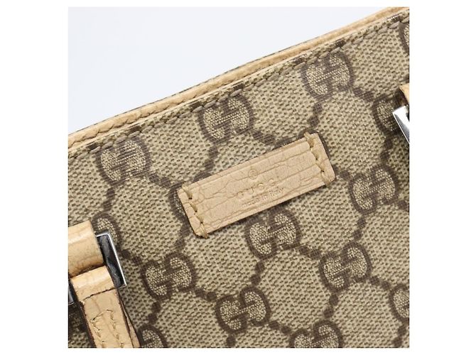 Borsa a mano GUCCI GG Supreme PVC Beige Silver 117551 Auth 201178 Argento - vista 19