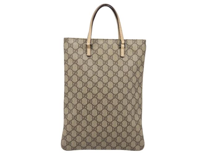 Borsa a mano GUCCI GG Supreme PVC Beige Silver 117551 Auth 201178 Argento - vista 2