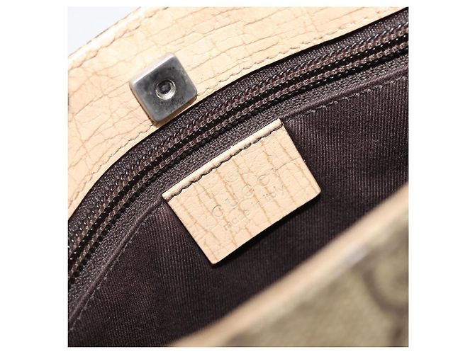 Borsa a mano GUCCI GG Supreme PVC Beige Silver 117551 Auth 201178 Argento - vista 20