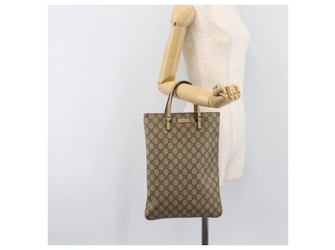 Borsa a mano GUCCI GG Supreme PVC Beige Silver 117551 Auth 201178 Argento - vista 25
